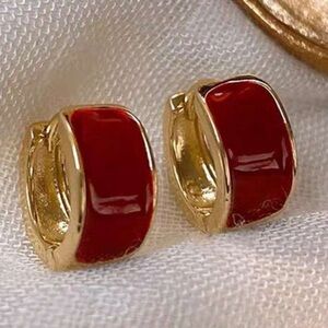 Minimalist Luxury Geometric Versatile Suitable For Gatherings Red Hoop Earrings